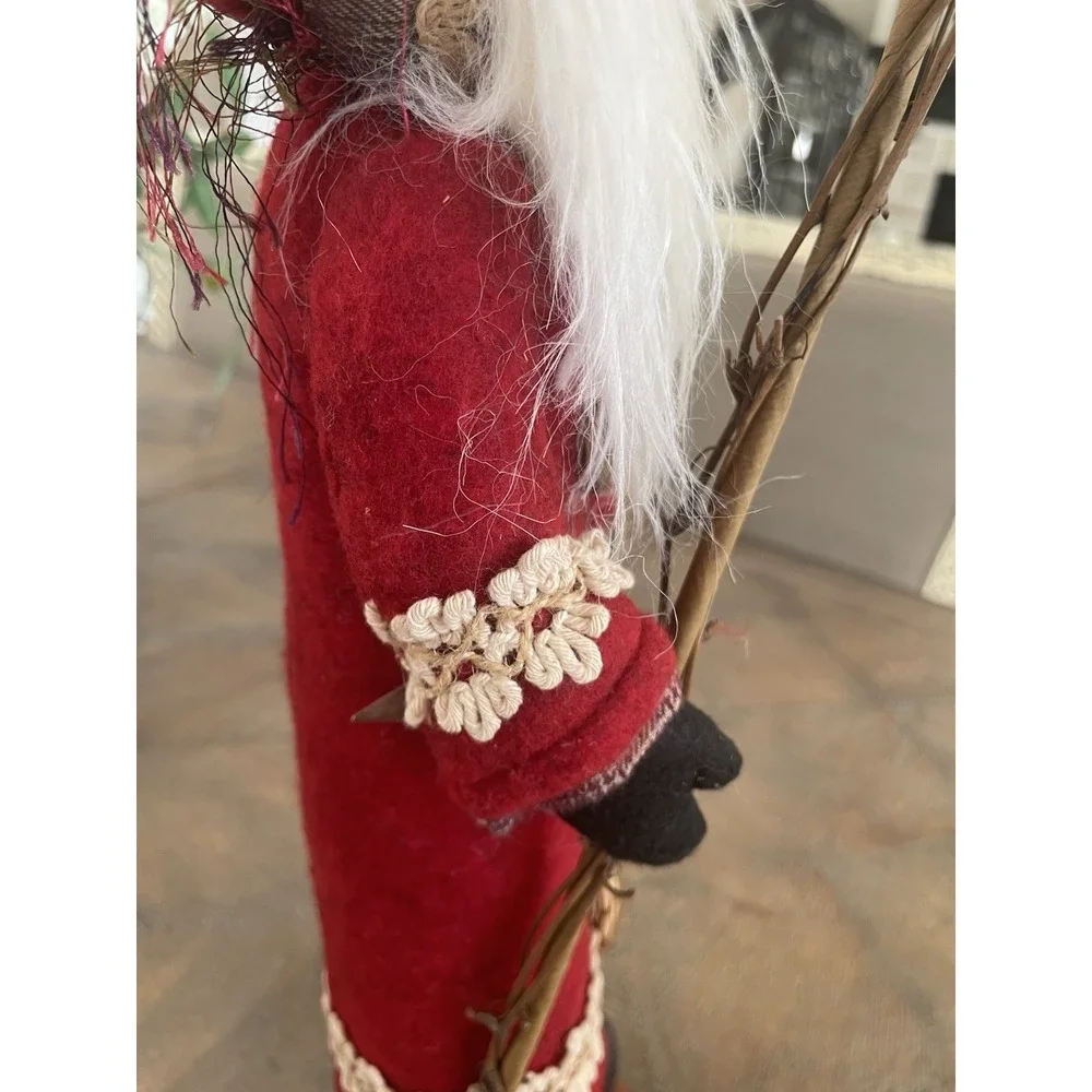 Rustic Old World Santa Clause Snowshoes Painted Cloth Face 17